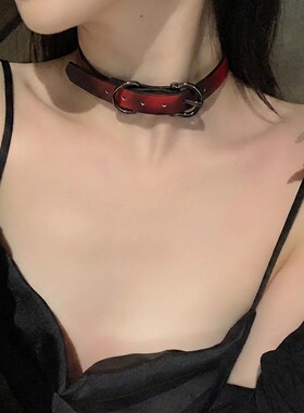 感温变色菠萝红黑色choker颈圈