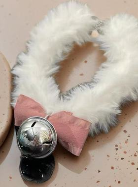 潮酷白色铃铛蝴蝶结锁骨链