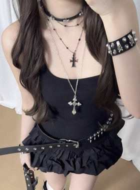 y2k千禧轻亚风多层十字架项链