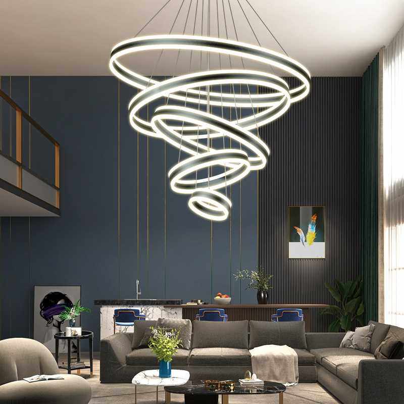 2021年新款北欧简约现代环形吊灯客厅餐厅灯轻奢创意楼梯别墅灯具,淘宝优惠券,粉丝福利购,淘宝优惠卷