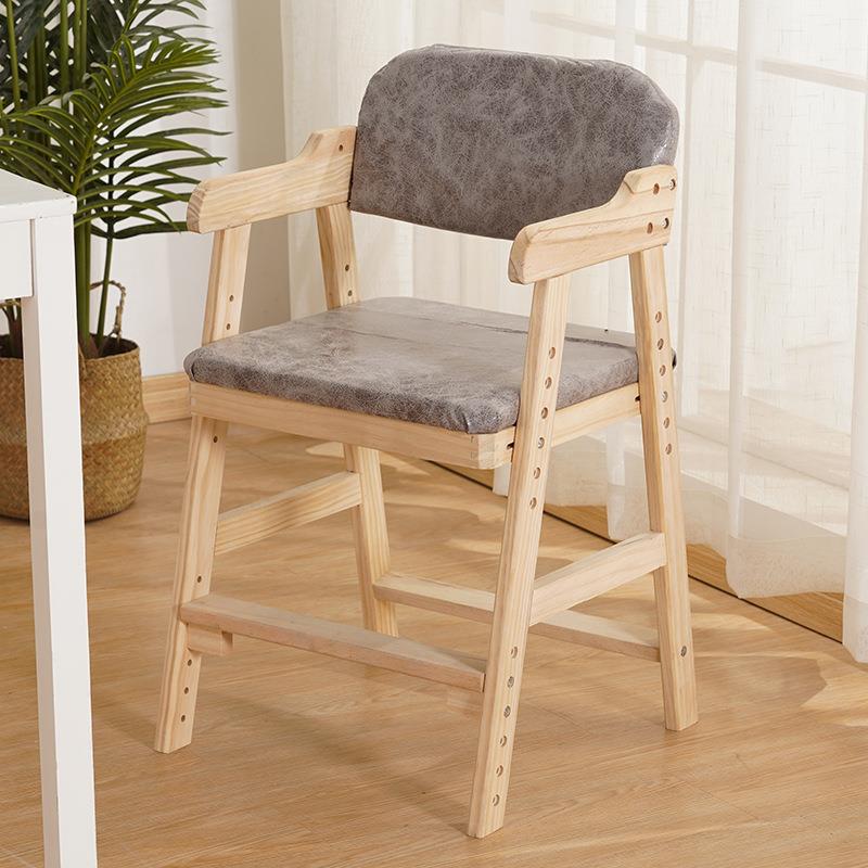 Wooden children's learning lift chair home child seat student writing desk chair baby dining chair can
