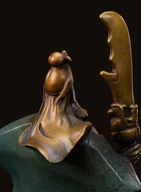 黄铜关公佛像摆件 武财神关公像财神爷佛像摆件 铜雕塑工艺品摆件