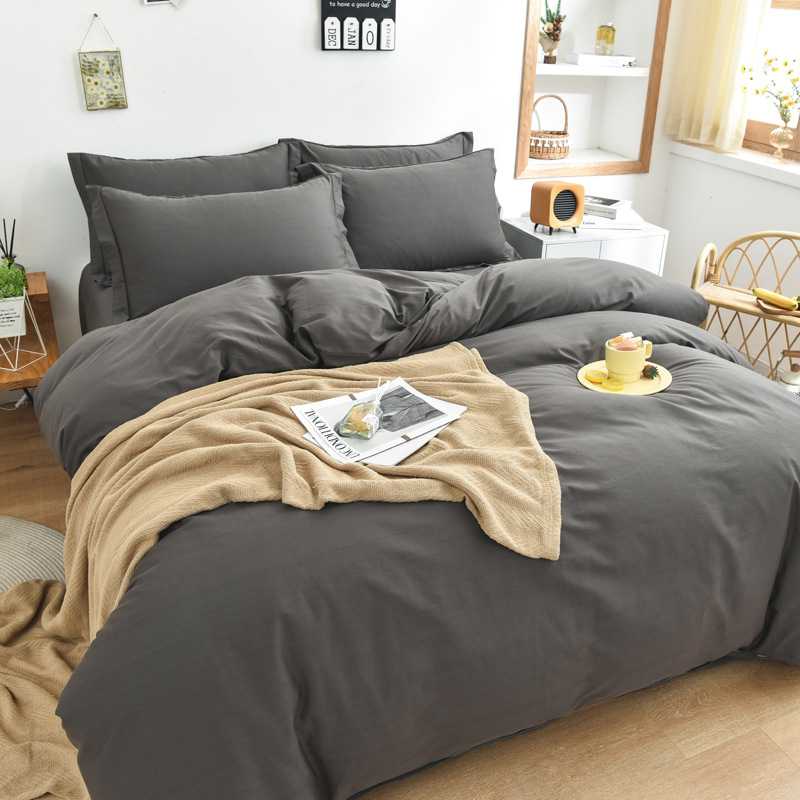 CB@13376棉纯色四件套磨毛三件套1.5棉床单被套1.8m2床上用品 - 图1
