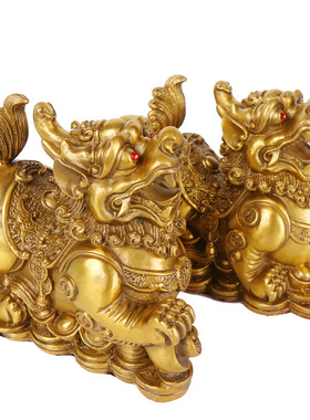 黄铜貔貅摆件招财镇纸书房桌面装饰品文房小摆件