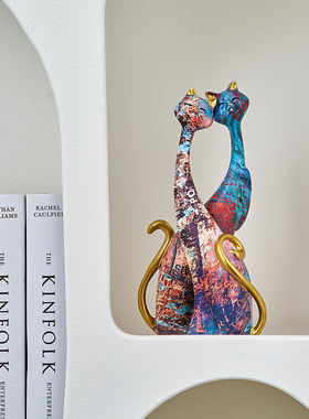 高级艺术感猫咪摆件家居客厅摆y设创意轻奢高端样板房酒店软装饰