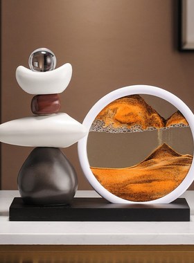 时来运转流沙画摆件客厅酒柜电视柜玄关高档装Q饰品办公室旺事业