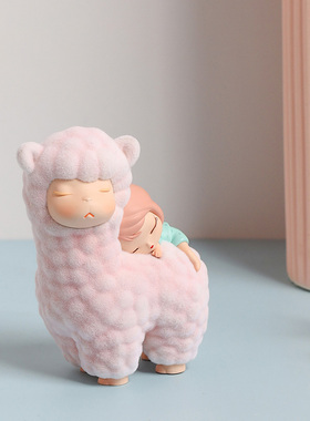 白夜童话汽车载装饰生日s礼物创意饰品可爱办公室植绒摆件牧羊午