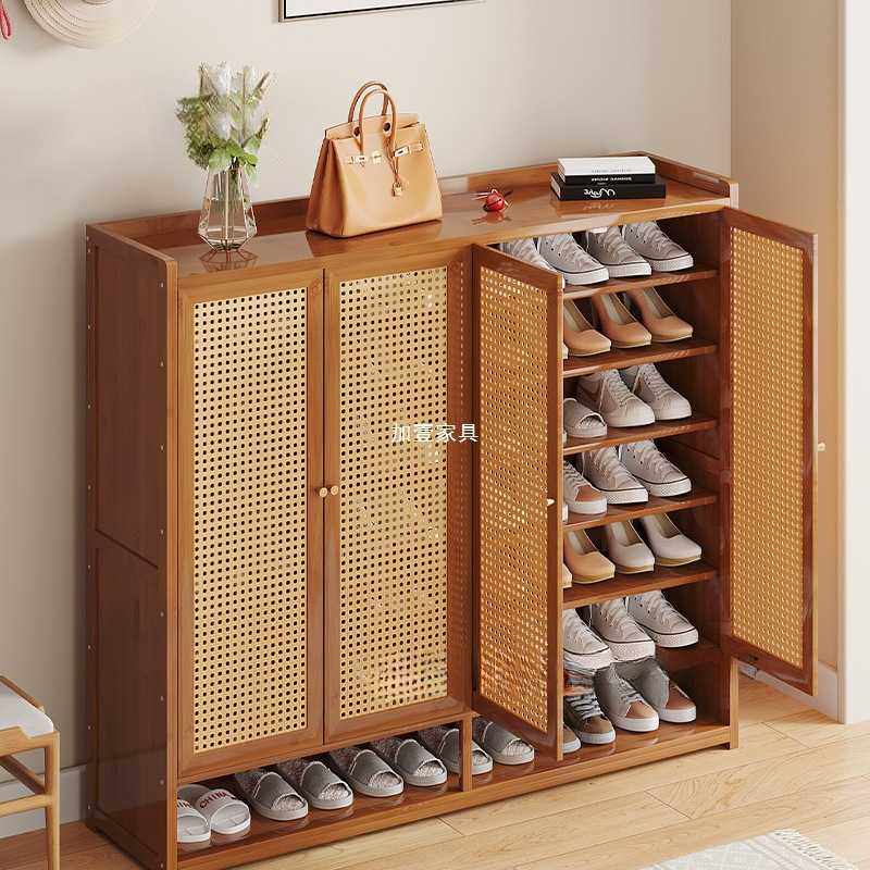 日式简约藤编防尘鞋柜收纳鞋架家用门口玄关柜小户型大容量一体柜,淘宝优惠券,粉丝福利购,淘宝优惠卷