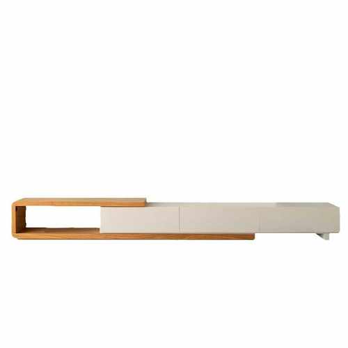 新款岩板茶几电视柜组合可伸缩原木色奶油风现代简约家用小户型 - 图3