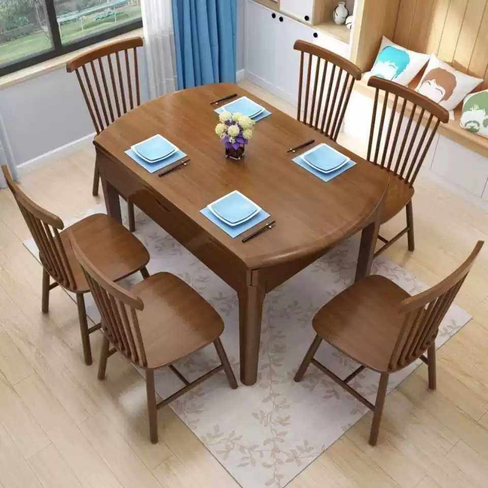 北欧全实木餐桌家用简约现代小户型餐桌椅组合可变圆桌伸缩吃饭桌,淘宝优惠券,粉丝福利购,淘宝优惠卷