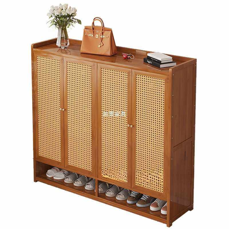 日式简约藤编防尘鞋柜收纳鞋架家用门口玄关柜小户型大容量一体柜,淘宝优惠券,粉丝福利购,淘宝优惠卷