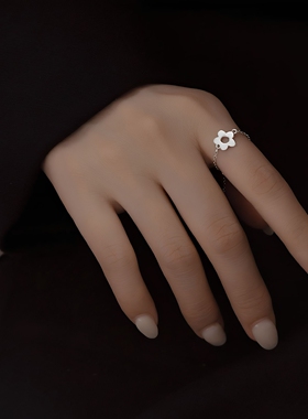 【透莎】链条花朵S925纯银戒指女