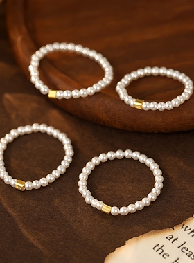 透莎小珍珠925纯银戒指女