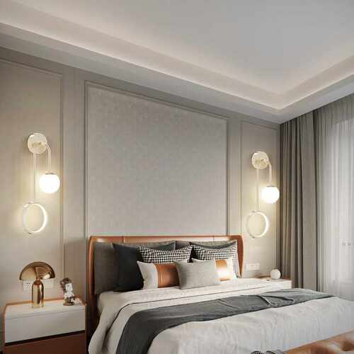 中山2026款led全光谱护眼卧室床头灯具创意奶油风客厅背景墙壁灯 - 图1