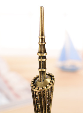 创意25cm广州塔摆件 客厅纪念品办公桌面金属工艺小蛮腰铁塔礼物