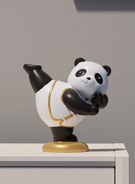 创意熊猫书档摆件家居饰品现代酒柜书房电视柜玄关装饰高级感书立