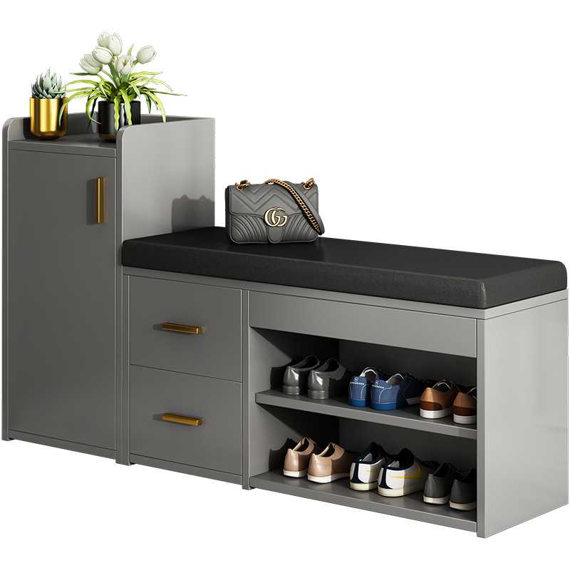 换鞋凳家用门口轻奢鞋柜可坐式入户鞋架凳一体门口储物软包穿鞋凳 - 图3