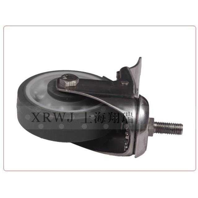 304不锈钢静音刹车轮5寸轮子推车轮125MM丝杆脚轮设备轮重型加固 - 图0