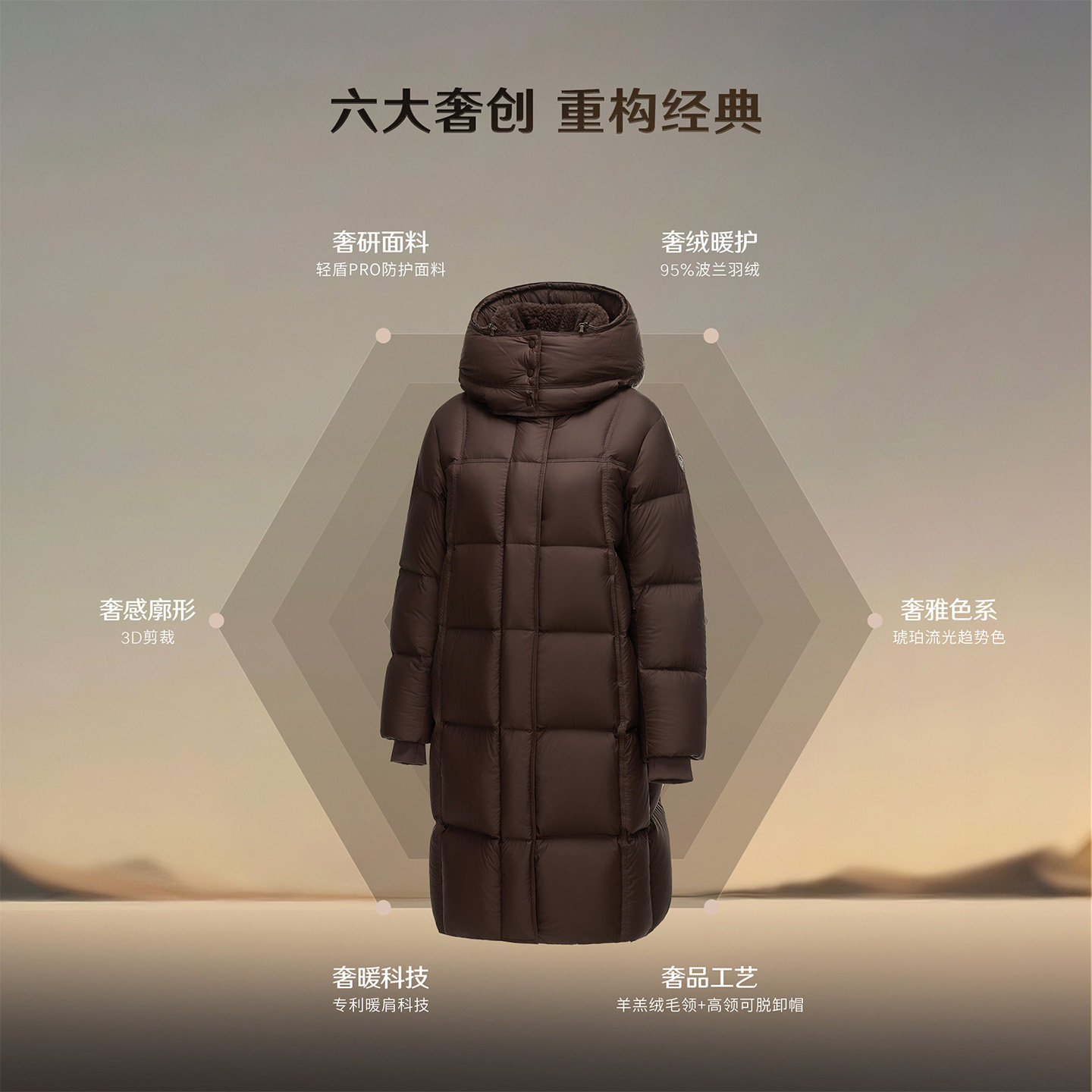 【柴碧云同款】坦博尔羽绒服长款廓形羊羔绒毛领厚款保暖羽绒外套