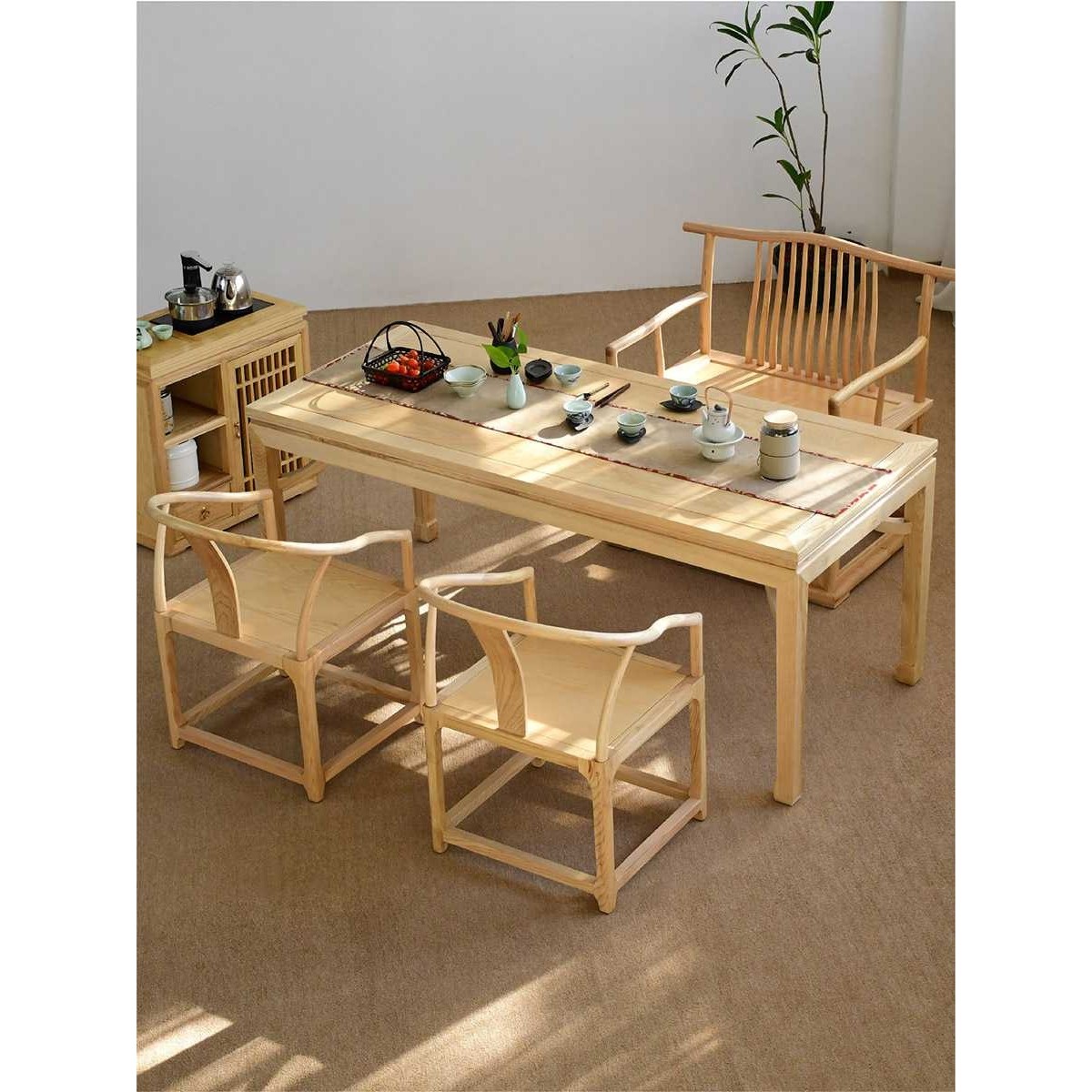 圈椅实木太师椅新中式休闲椅餐椅茶椅家用椅洽谈椅牛角椅书桌椅子 - 图1