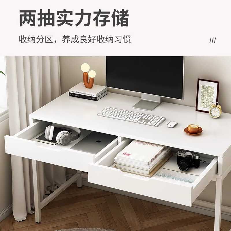 电脑桌台式简约现代办公桌子带抽屉书桌家用女生卧室化妆桌梳妆台 - 图0