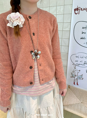 No beef 韩系小众百搭时尚花朵长项链ins个性气质毛衣链颈链吊坠