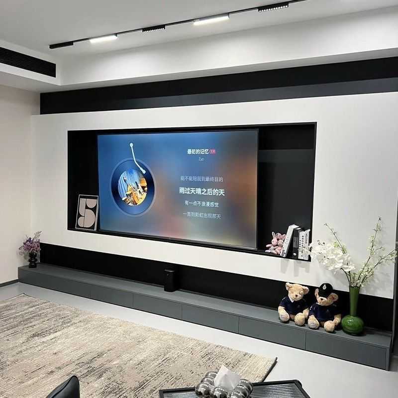 Stainless steel TV niche living room background wall metal TV cabinet embedded 65/75/85/100 inch niche