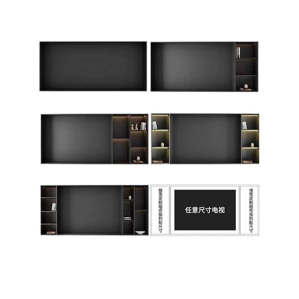 Stainless steel TV niche living room background wall metal TV cabinet embedded 65/75/85/100 inch niche