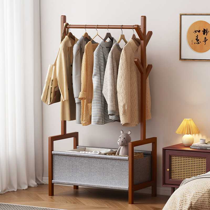 衣帽架卧室家用落地床头挂衣服的架子立式可储物晾衣架室内挂包架 - 图0