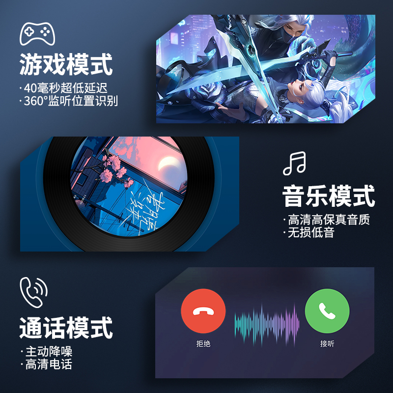 Gaming wireless bluetooth headset in-ear high quality