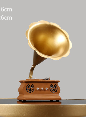 新中式铁艺留f声机唱片机模型家居饰品客厅公司餐厅摆放软装摆件