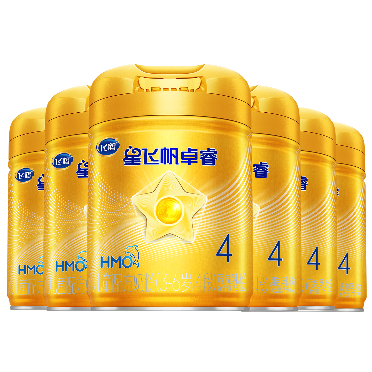 【老爸抽检】飞鹤星飞帆卓睿4段3-6岁儿童配方奶粉750g*6罐官方