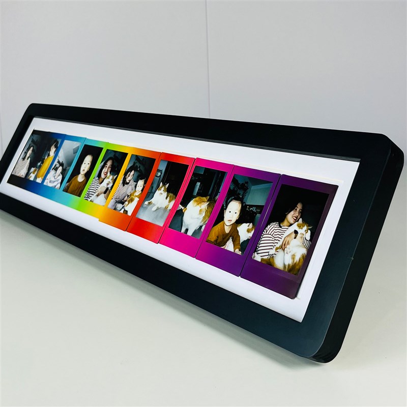 彩虹相框拍立得相纸专用实木宽幅5寸相框框架mini3寸摆台挂墙 - 图0