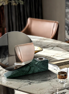 简约样板房大理石摆件几何镜子玄关客厅卧室T家居装饰工艺品