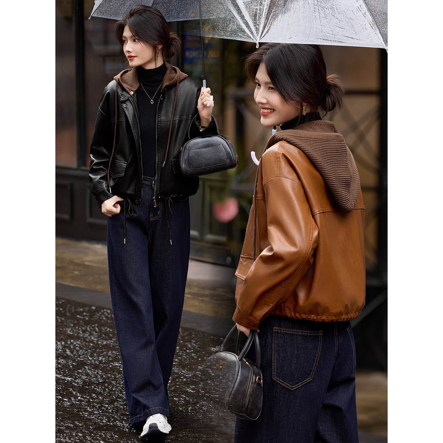 2025超火短款皮外套咖色加绒皮衣外套女酷飒风可拆卸针织帽皮夹克,淘宝优惠券,粉丝福利购,淘宝优惠卷