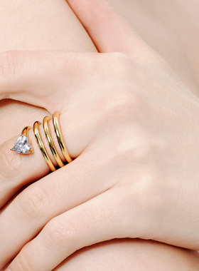 【张柏芝同款】GdV爱心系列爱心水晶戒指缠绕环状轻奢通勤指环