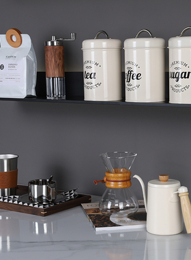 咖啡厅装饰品咖啡豆样板间厨房z简约储物罐瓶道具系列层架组合摆