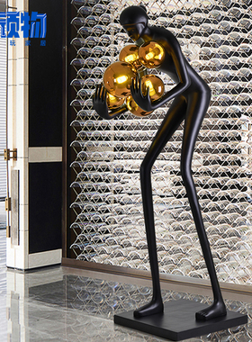 北欧创意人形艺术雕o塑落地灯家居展厅橱窗艺术品大型落地摆件