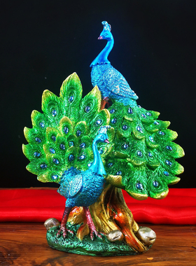 孔雀装饰品摆件欧k式家居电视柜酒柜玄关工艺礼品摆饰创意轻奢高