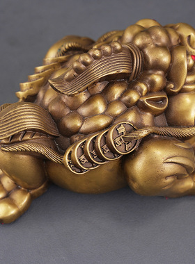 黄铜金蟾摆件三足铜金蝉金