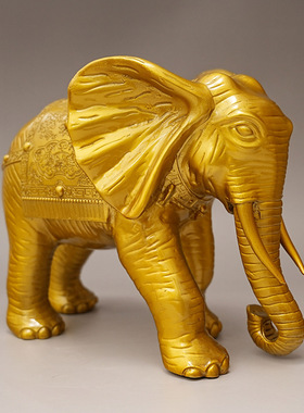 纯黄铜大象摆件招财镇宅吸水象