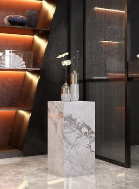 岩板底座b摆台客厅大型落地摆件石材墩子装饰柱大理石立柱雕塑地