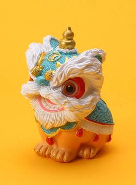 新中式国潮风招财进宝醒狮摆件茶宠汽车桌面装饰可爱家居送礼