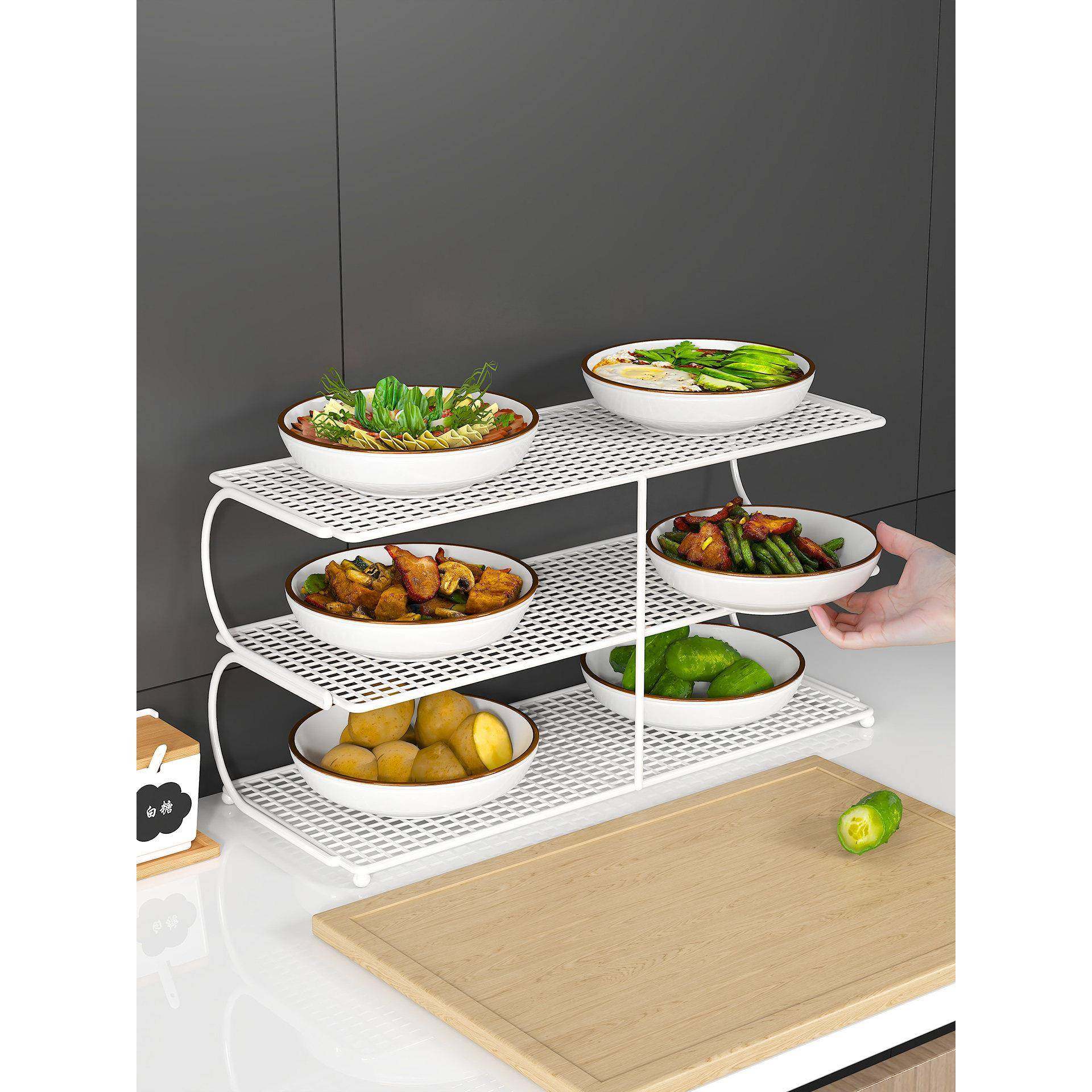 厨房备菜置物架多层台面备菜盘多功能碗碟收纳灶台炒菜火锅放菜架,淘宝优惠券,粉丝福利购,淘宝优惠卷