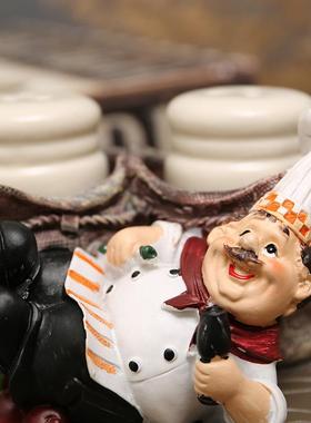 北欧风创意厨师摆件创意调味瓶牙签筒饭店饭厅桌面酒柜橱窗装饰品