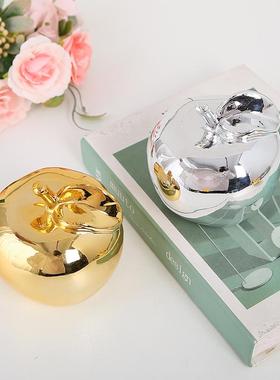 陶瓷摆饰苹 果镀金饰品家居摆饰饰品创意客厅书房酒柜摆件家居饰