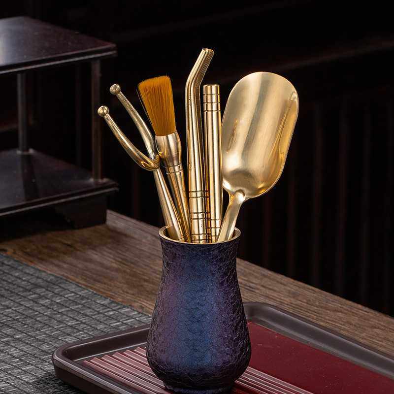 铜制六君子大漆工艺创意纯铜茶勺茶夹茶刀功夫茶具配件大全,淘宝优惠券,粉丝福利购,淘宝优惠卷