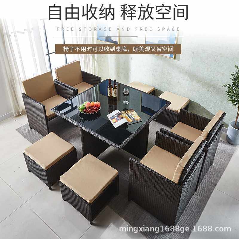 竹藤桌椅三件套储物带靠背收纳箱椅子茶馆家用休闲藤编组合套装,淘宝优惠券,粉丝福利购,淘宝优惠卷