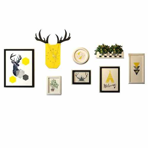 北欧简约创意装饰画相框墙鹿头挂表画框组合客厅餐厅墙面壁挂饰品 - 图3