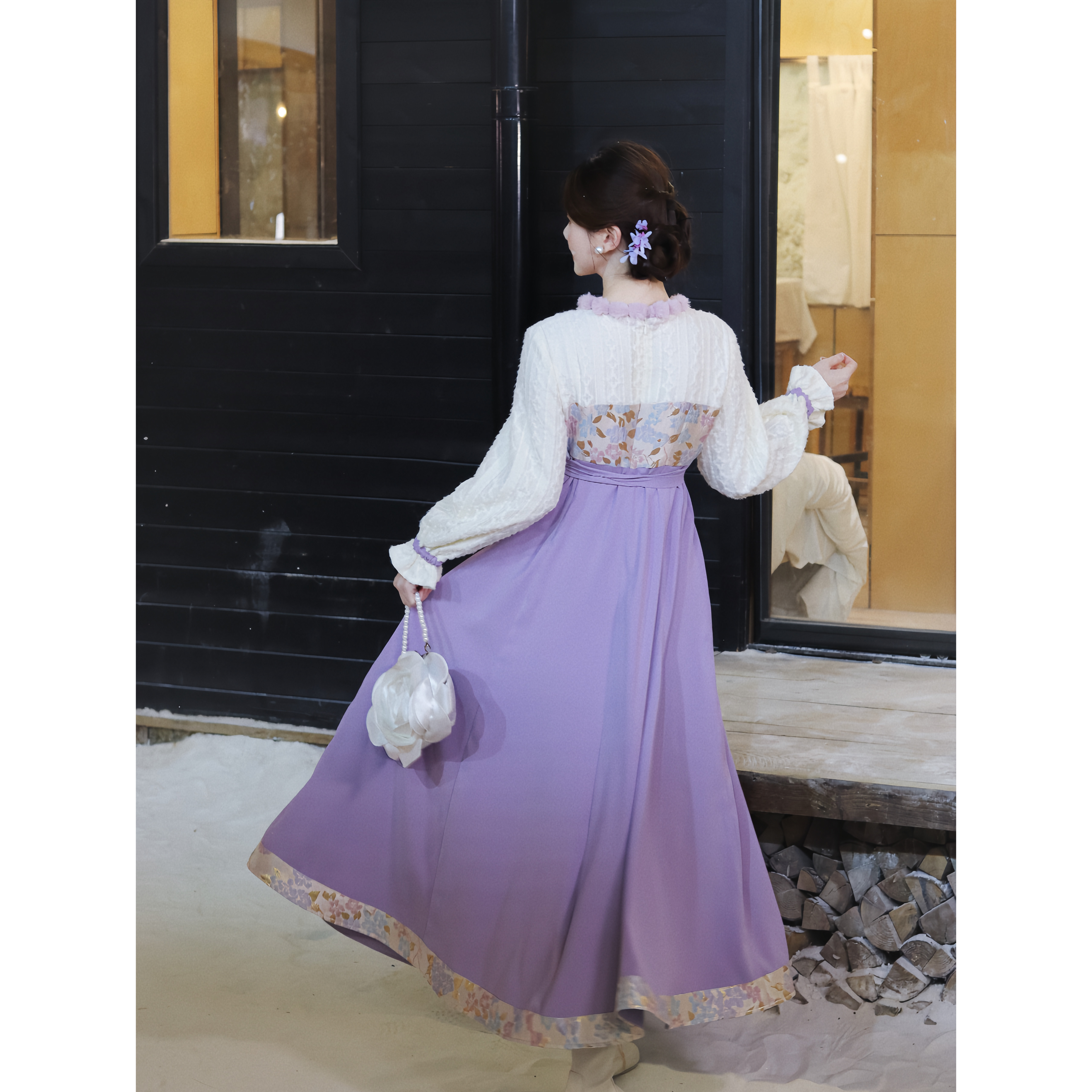 瑶西【暮色琉璃】冬季新款暮色紫织金浮雕提花新中式国风加厚连裙,淘宝优惠券,粉丝福利购,淘宝优惠卷